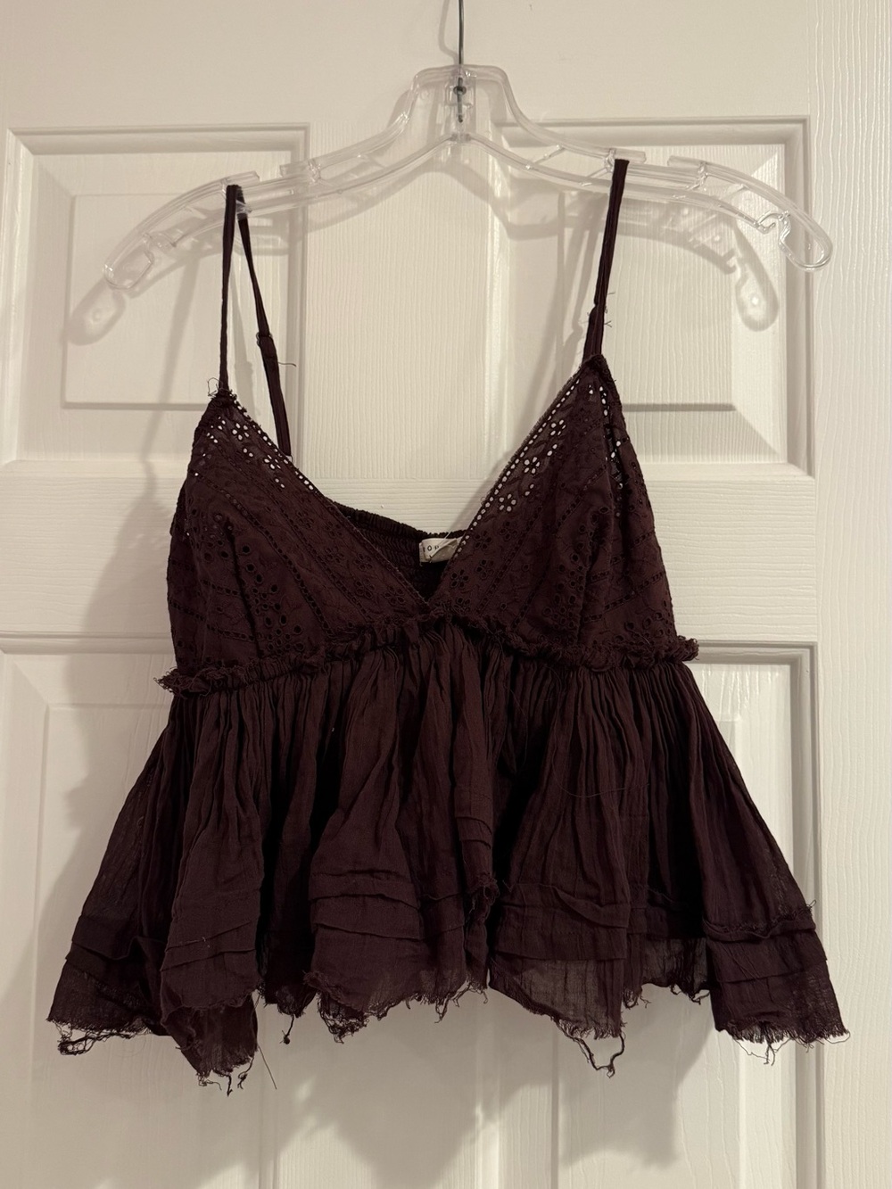 Aeropostale Dark Brown Eyelet Babydoll Cami Top